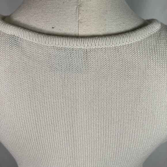 Cabi Ivory Knit Sleeveless Tank Sweater Tunic Open Stitch Cotton Viscose Luxury - Picture 4 of 14